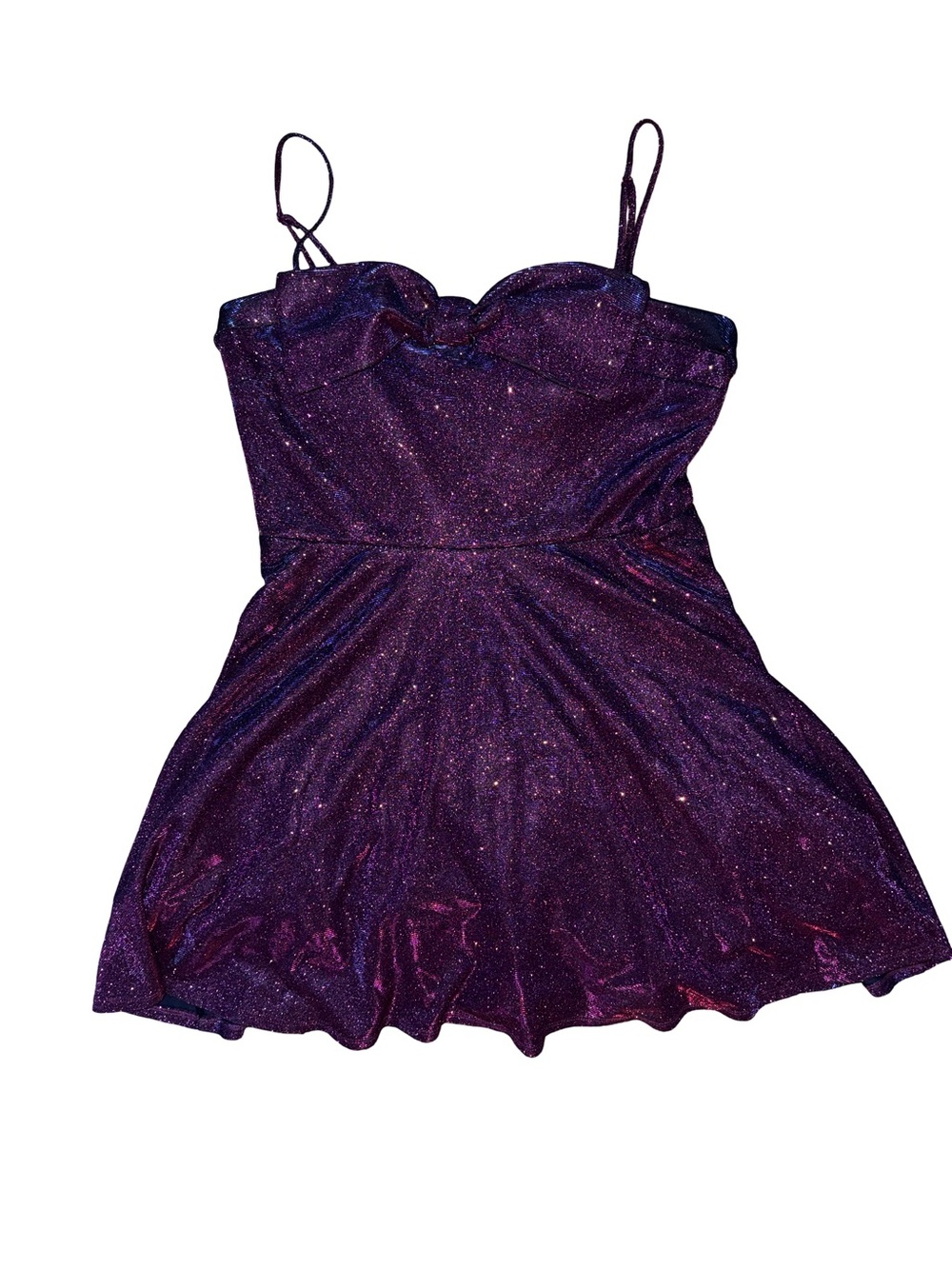 City Studios Purple Shimmer Skater Dress